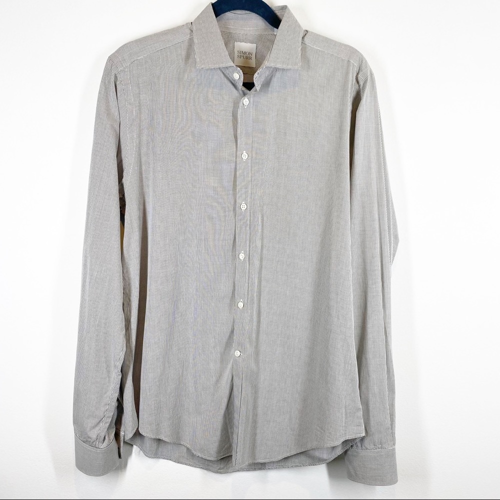 Simon Spurr Black White Check Button Down Shirt